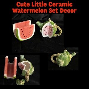 Cute Little Ceramic Watermelon Set Decor